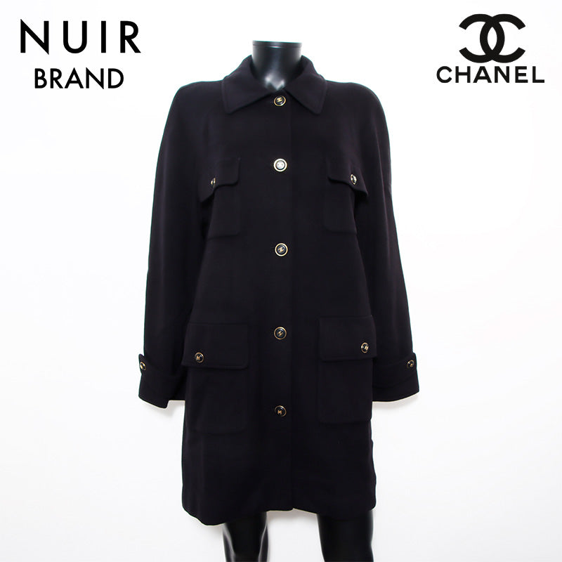 シャネル CHANEL ココボタン 1990s カシミア コート ブラック WS11860