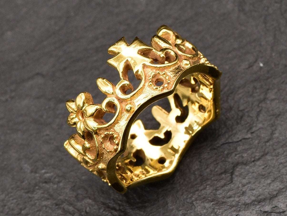 Gold Crown Ring - Gold Gothic Ring, Queen Crown Ring – Adina Stone