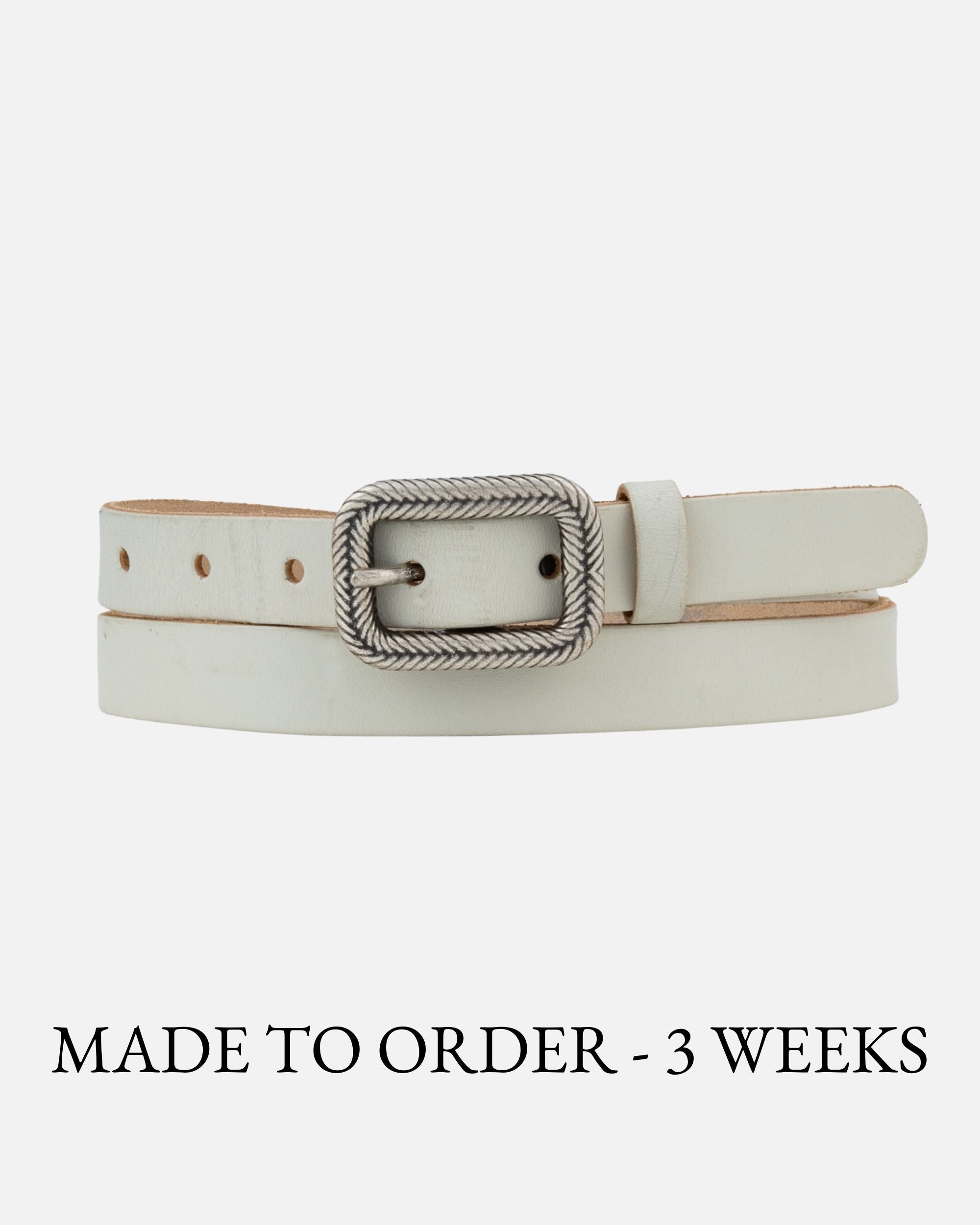 Vintage Skinny Leather Belt with Silver Buckle - AMSHRTG