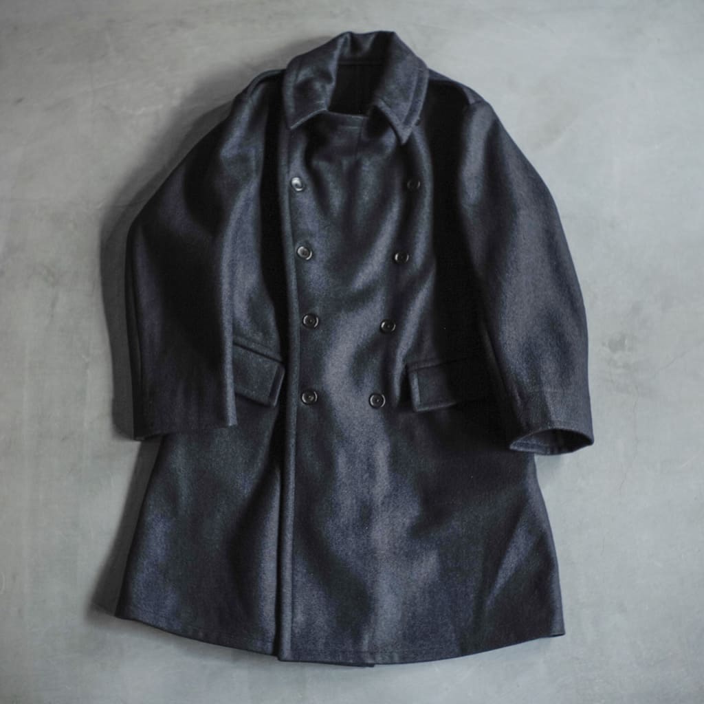CD LONG COAT - FRENCH WOOL - NAVY – ANATOMICA KYOTO アナトミカ京都
