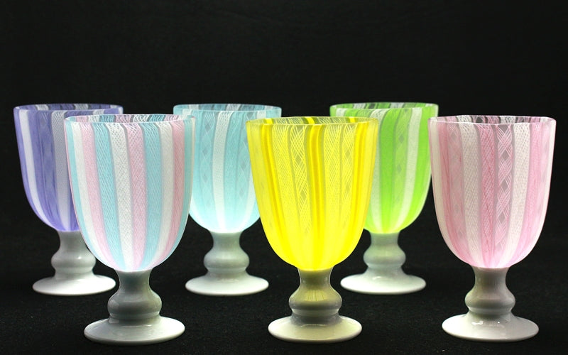 G33 藤田喬平 手吹 ヴェニス ワイン グラス 酒器 共箱 付 文化勲章 受賞