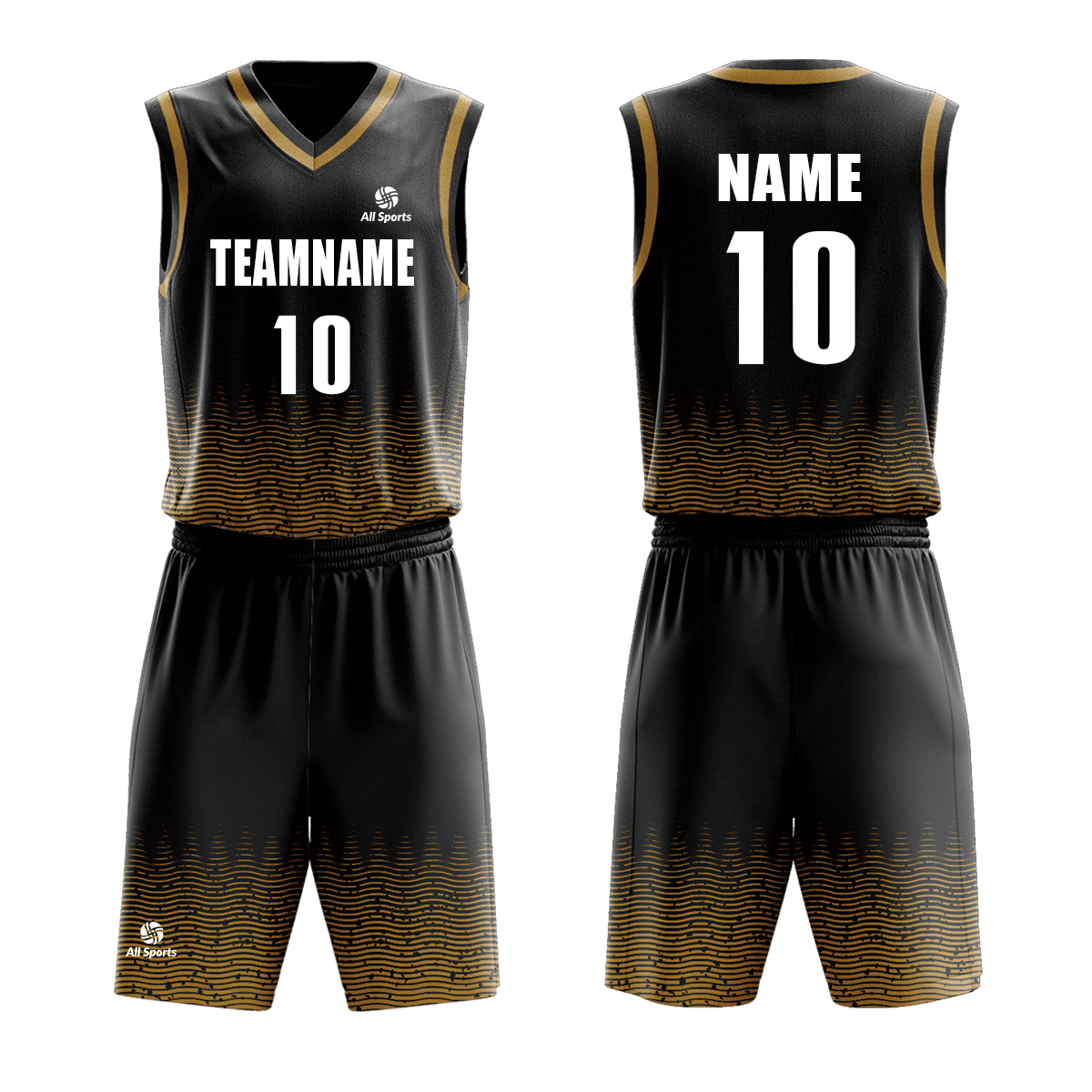All Sports | 昇華 バスケ ユニフォーム 上下セット FYBB2320・黒