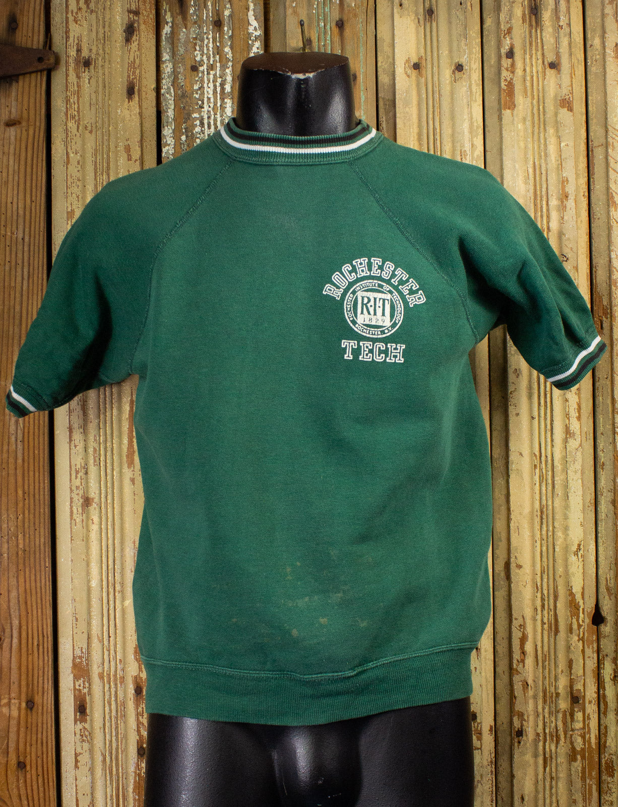 Vintage Rochester Tech Running Man Short Sleeve Sweatshirt 60s