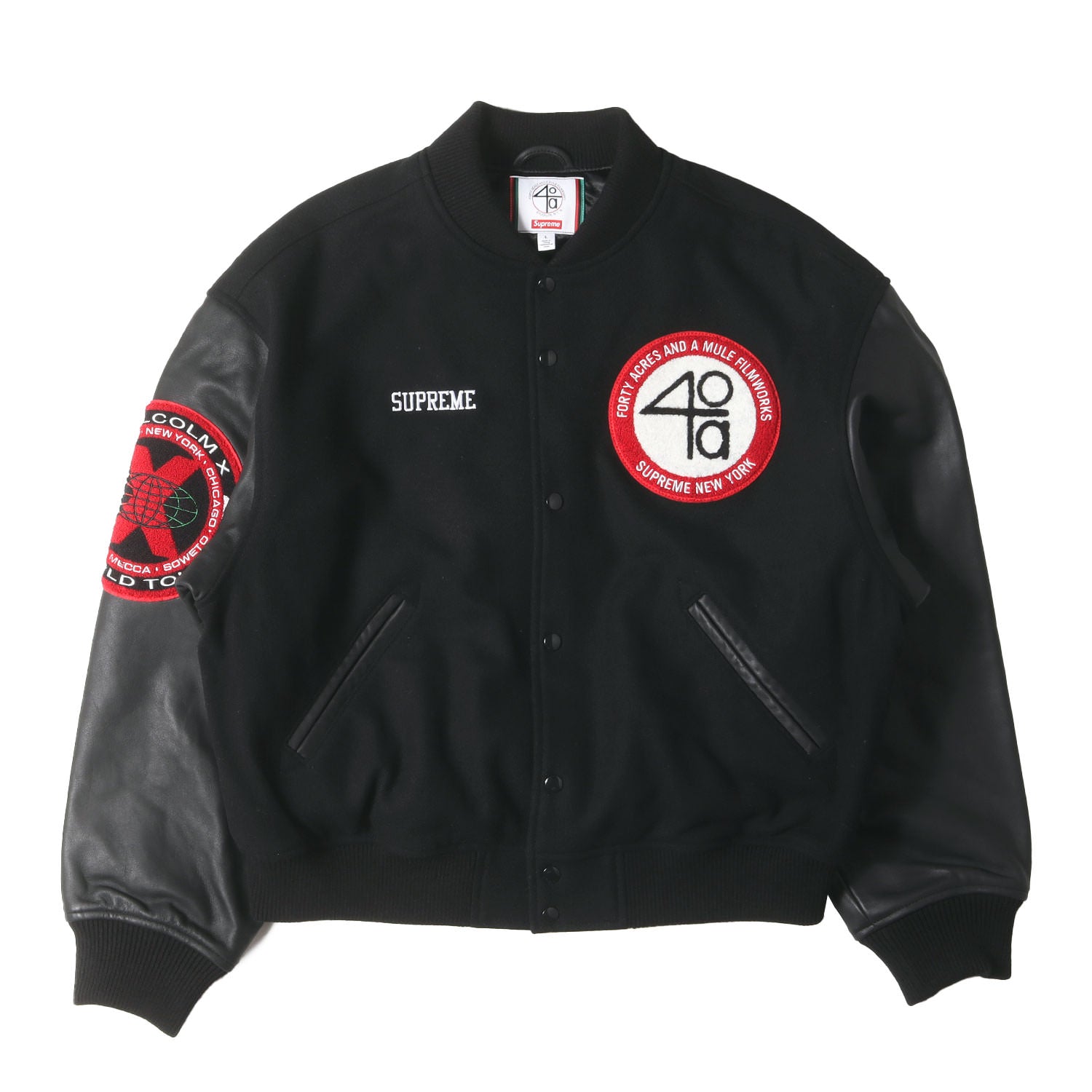 Supreme (シュプリーム) 25SS ×40 Acres マルコムX 袖レザー バー