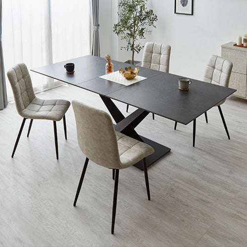 セラミック 伸長式ダイニングテーブルセット 幅160~200 伸縮