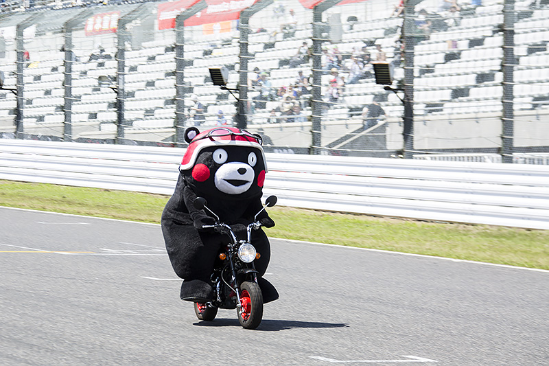 鈴鹿8耐】“くまモン”が“くまモンキー”で鈴鹿サーキットをデモラン