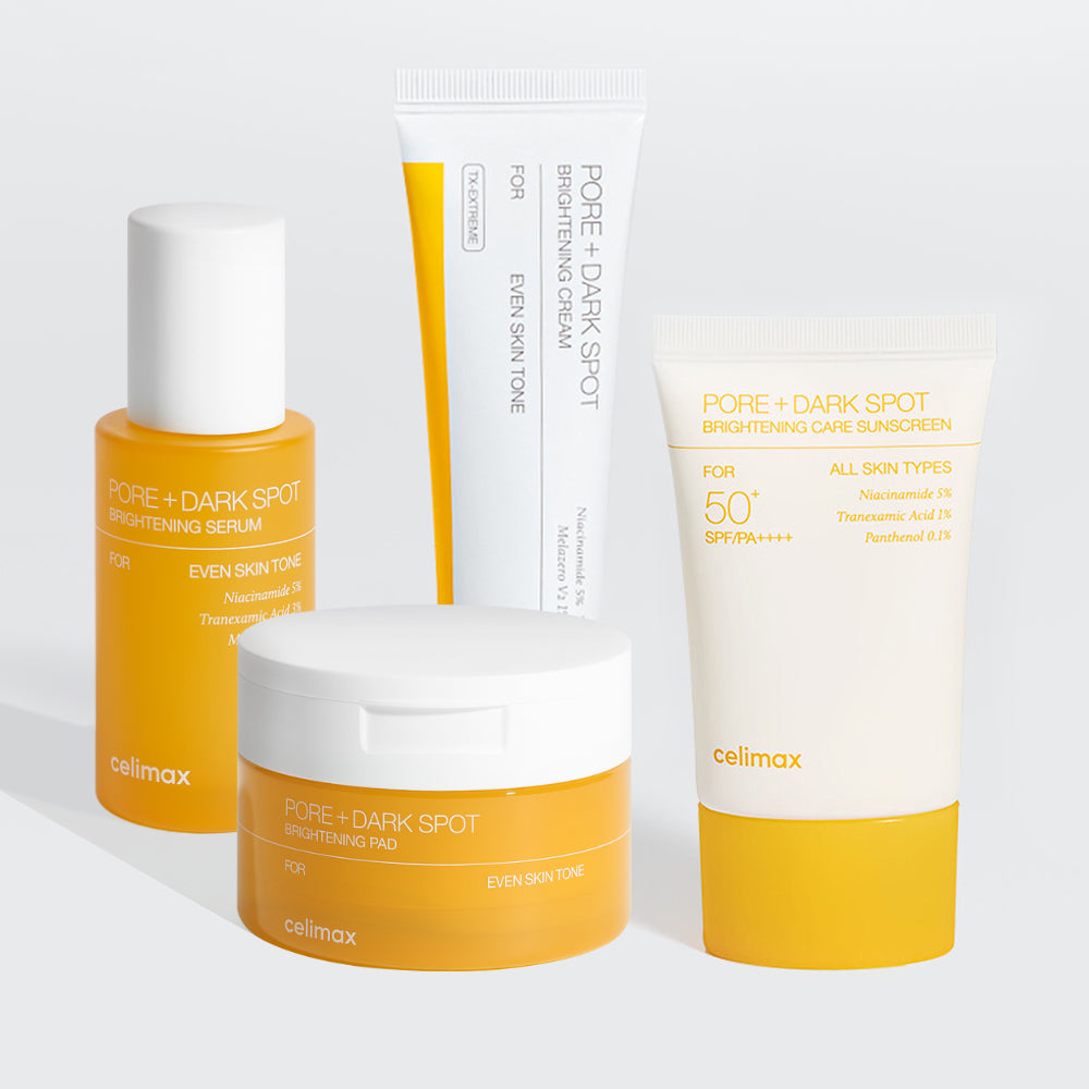 ポアブライトニングシミケア4種セット(セラム+クリーム+パッド+日焼け止め)