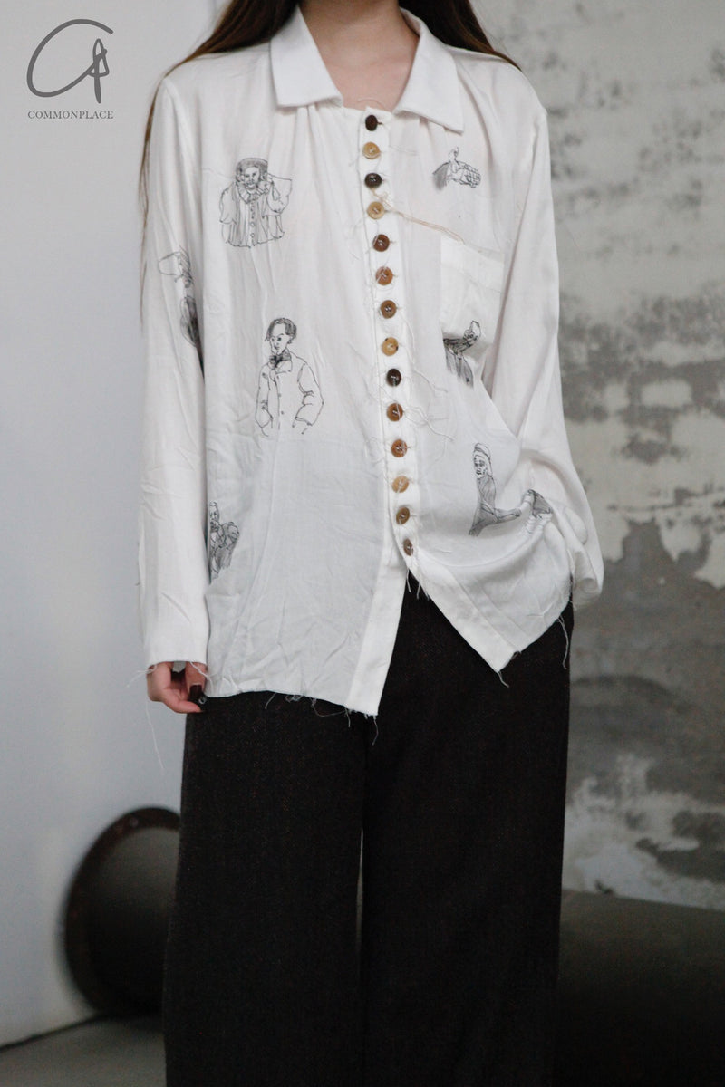 Archivio J.M.Ribot Hand -painted shirt W27/Mi/Sketch