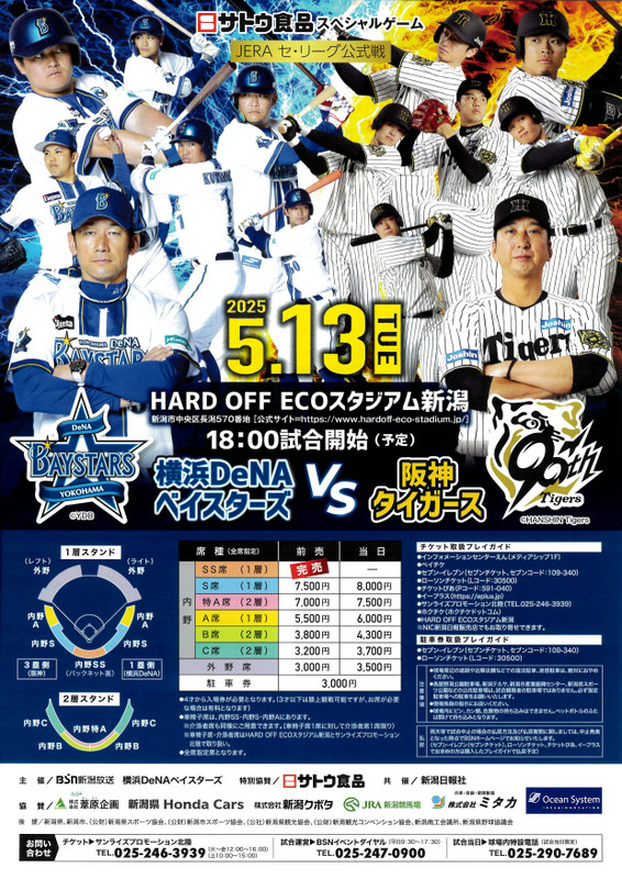 阪神 vs DeNA チケット 2025年5月28日(水) 子園 大人3枚ライト 阪神 vs