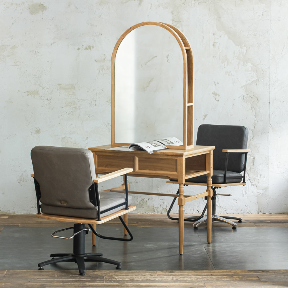 ホワイト 木製 ドレッサー 両面ミラー 美容室 両面ミラー ホワイト