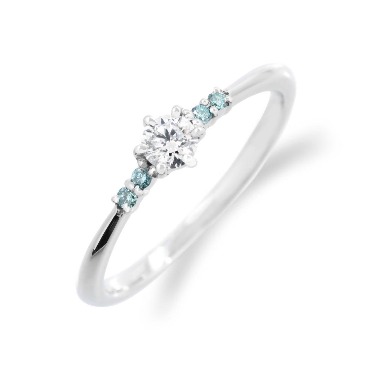 アイスブルーダイヤモンドリング 0.1ct-up PT900 プラチナ 6本爪留め