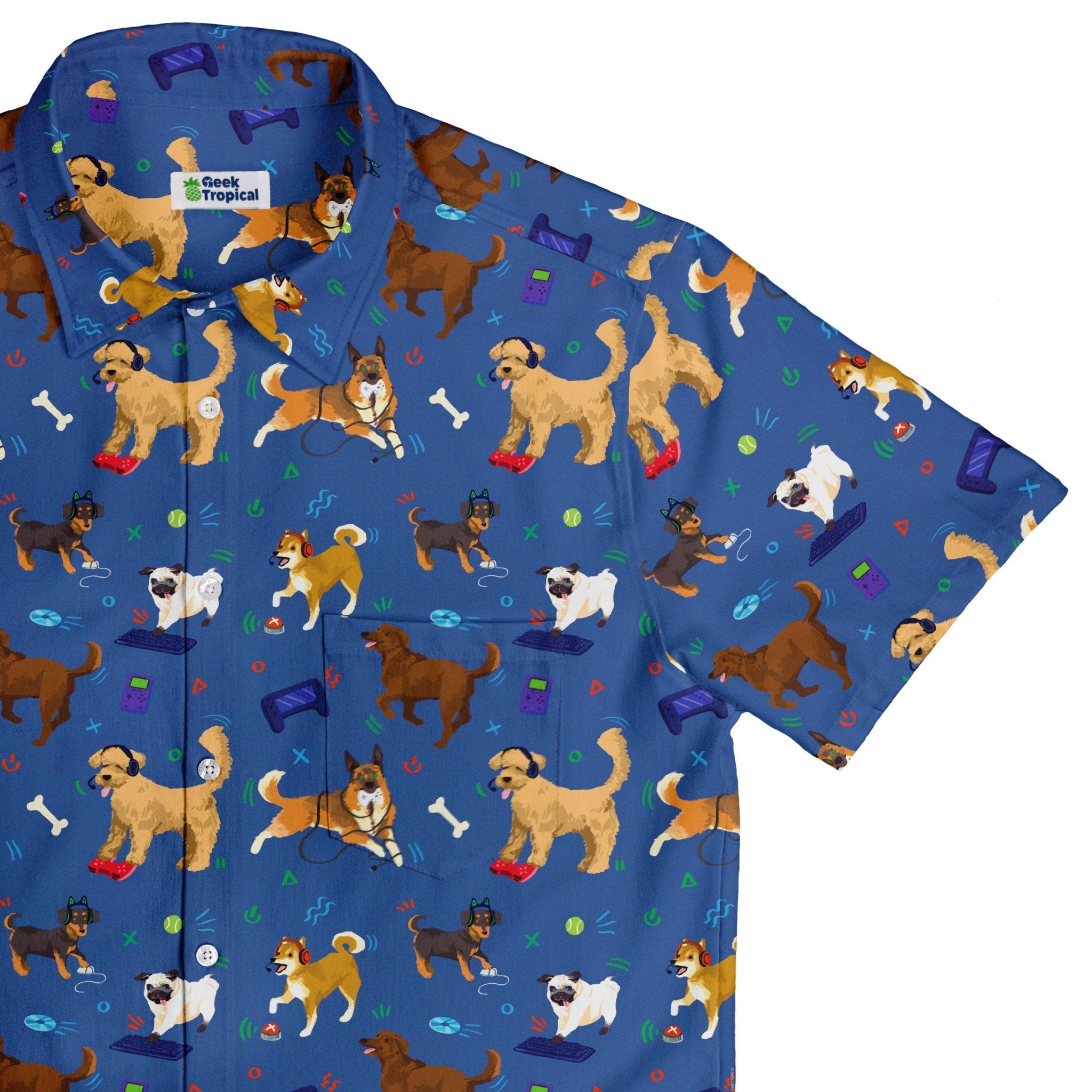 Video Game Dogs Light Button Up Shirt | Geek Tropical