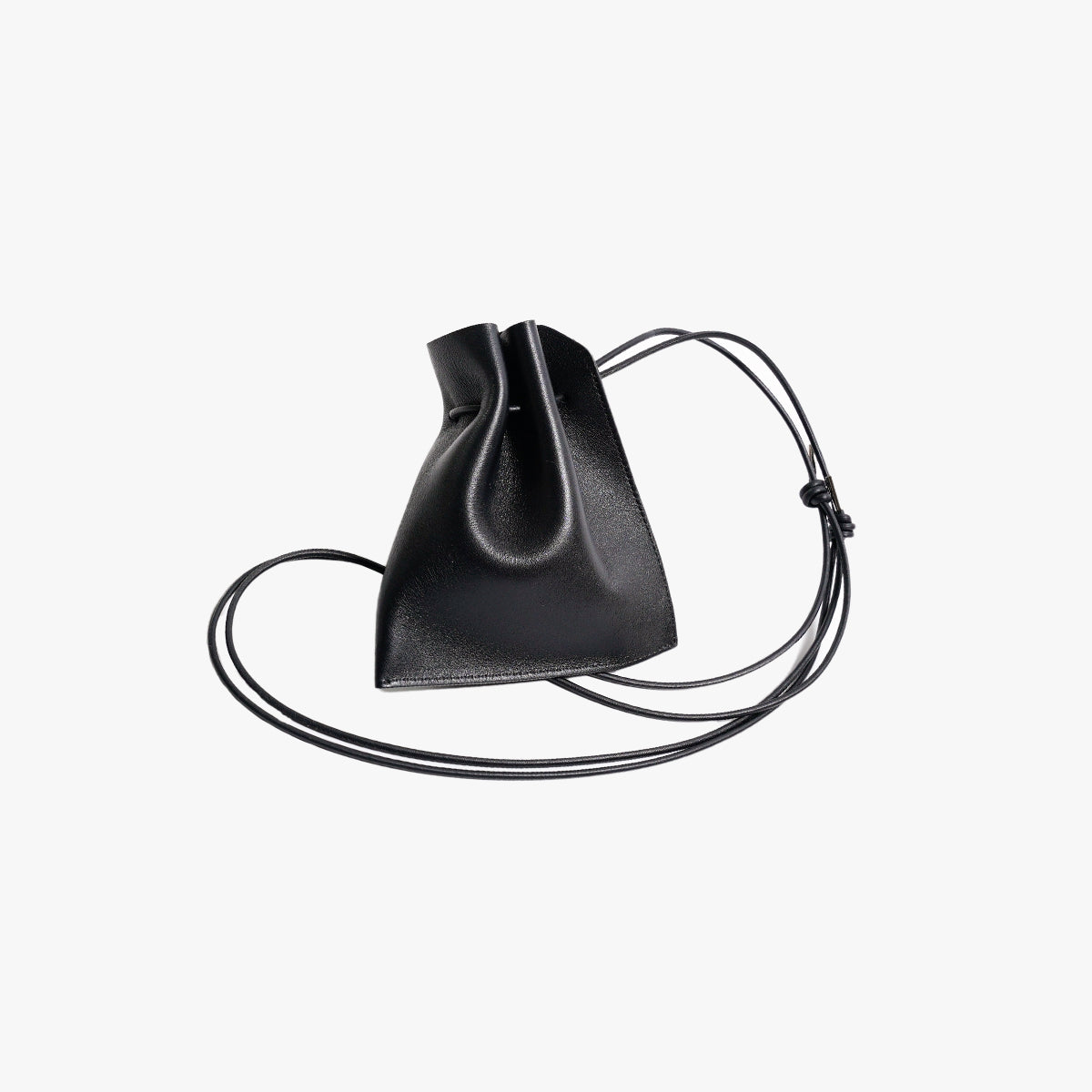 HERRIE KINCHAKU POUCH - XXS / RAPTO FLEX｜レザー ミニ巾着ポーチ 首