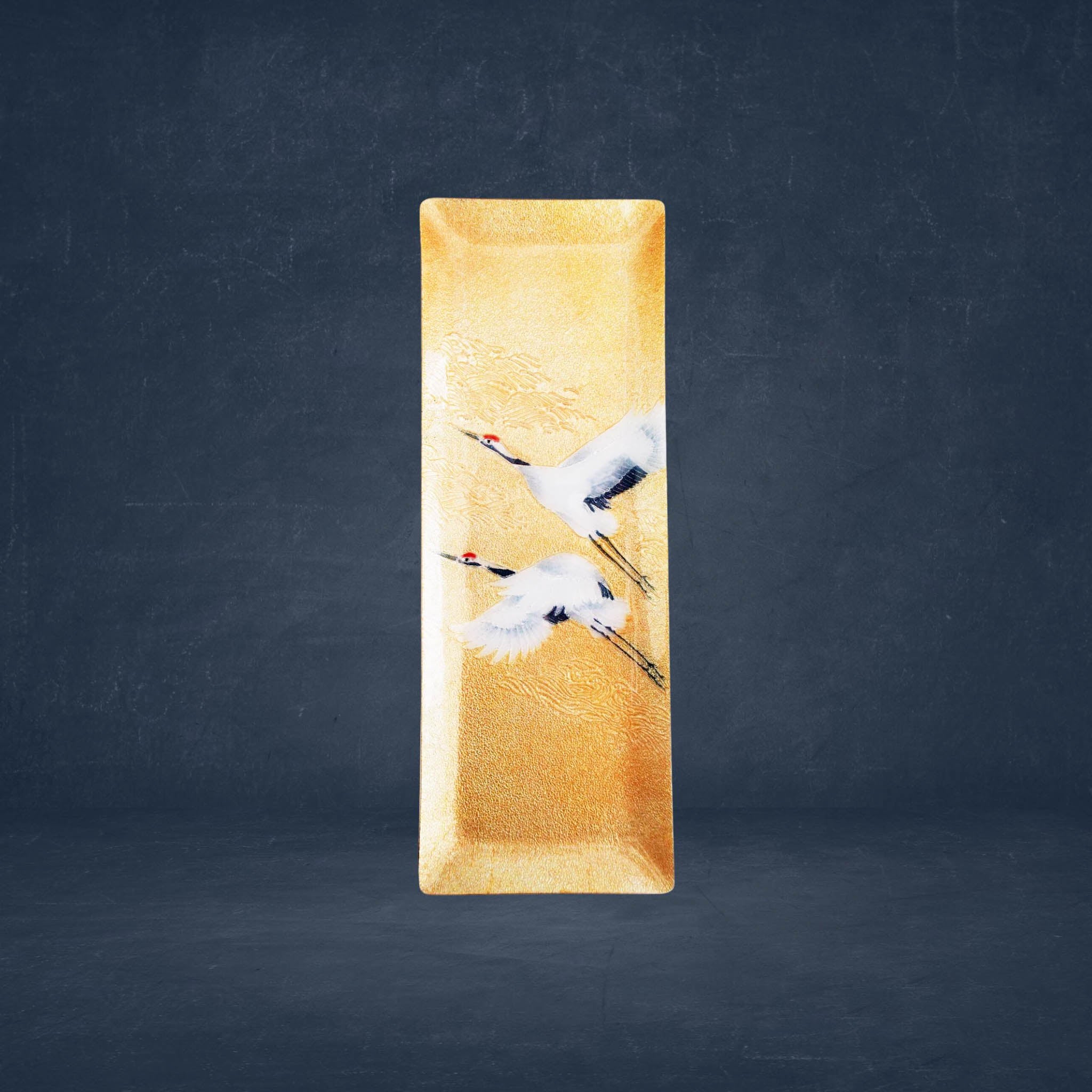 七宝焼き | ペン皿 | 双鶴 9x24