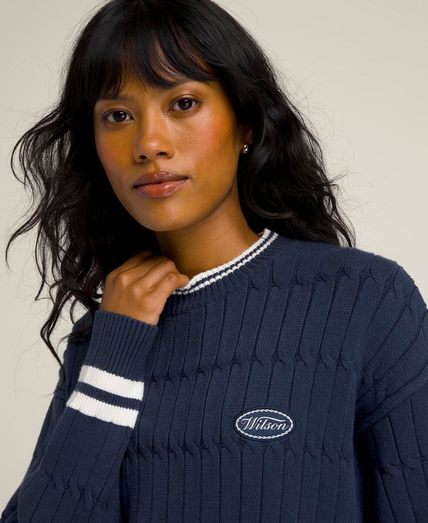 30%OFF】ケーブルクルー セーター - クラシックネイビー by Wilson