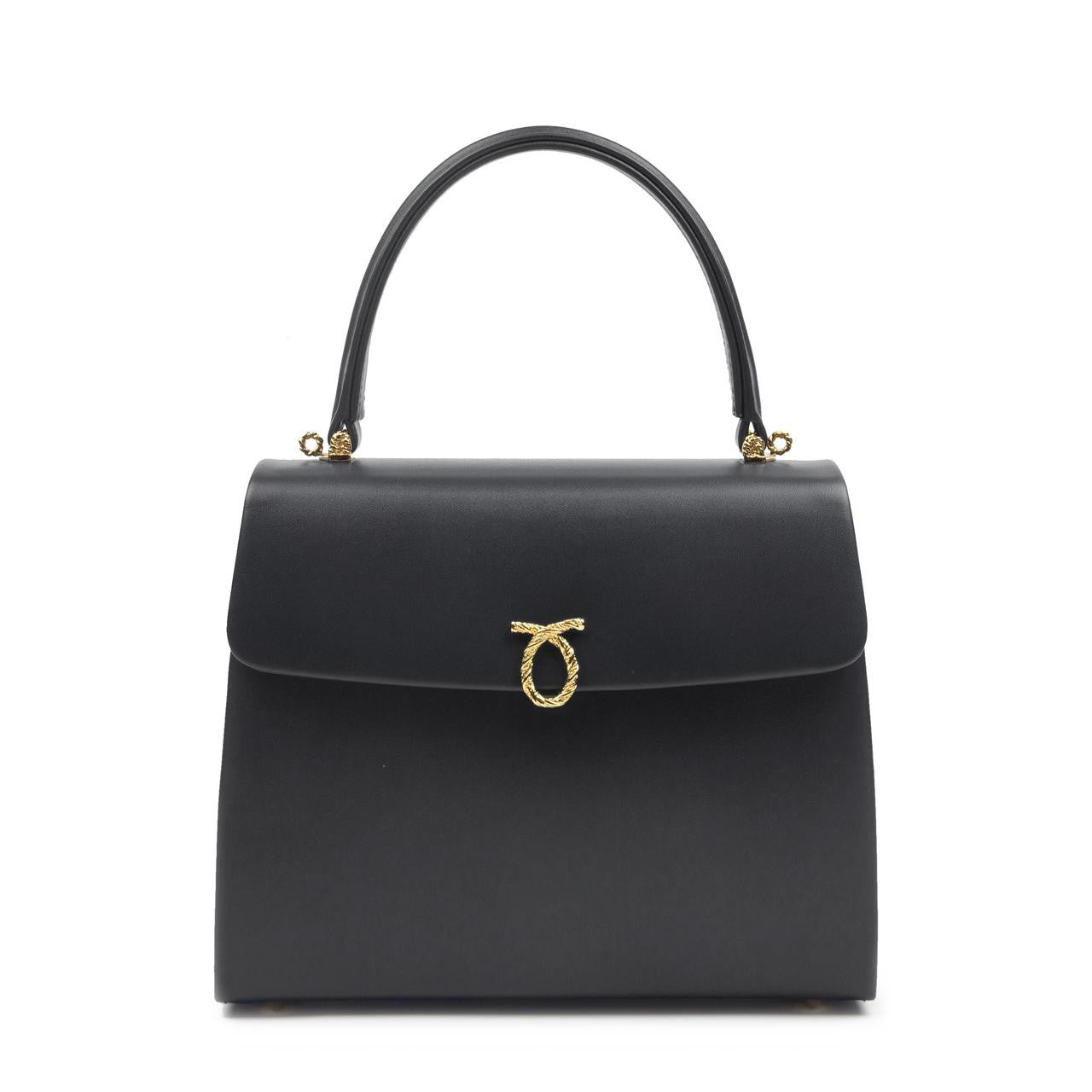 Launer London Encore Handbag in Black with Black Interior | The