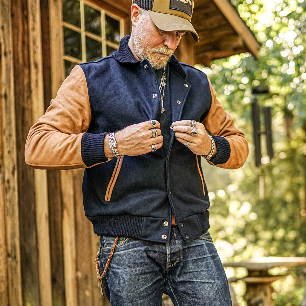 Baker Mount Varsity Jacket - Navy | Lastwolf