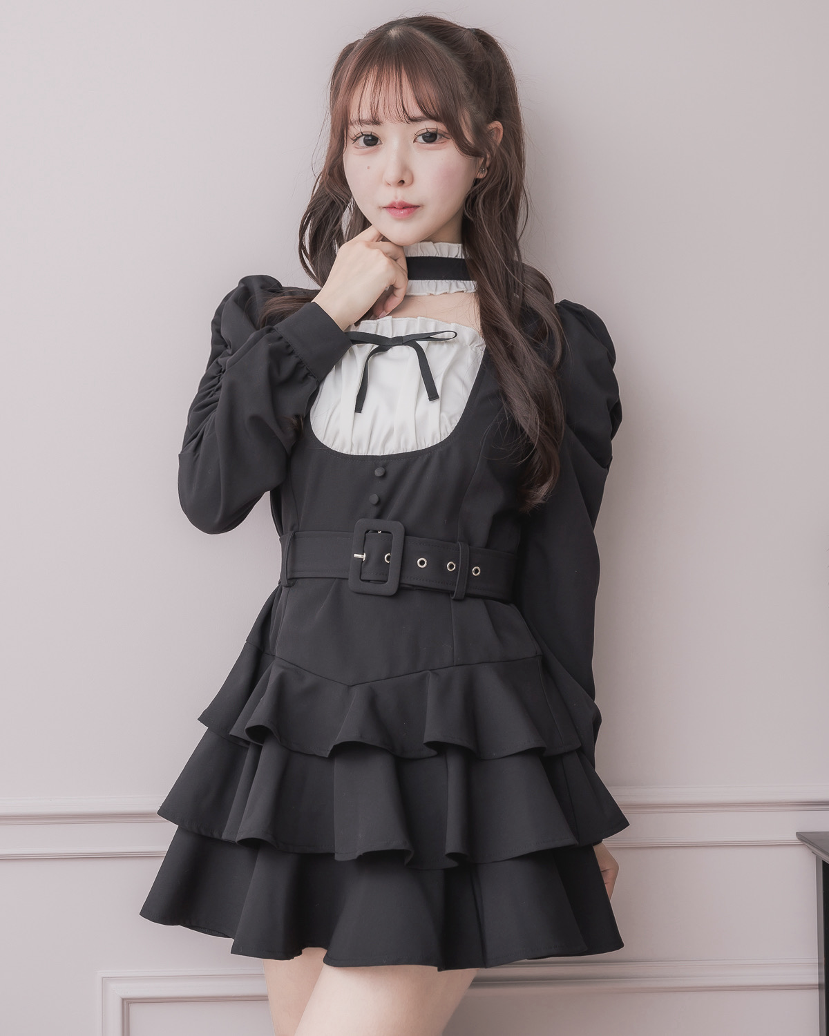 チョーカーフリルティアードワンピース – pium