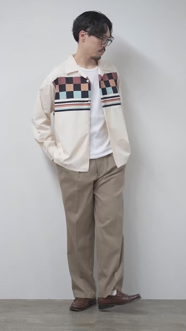 TOWNCRAFT（タウンクラフト） プリント ロングスリーブ ループカラー