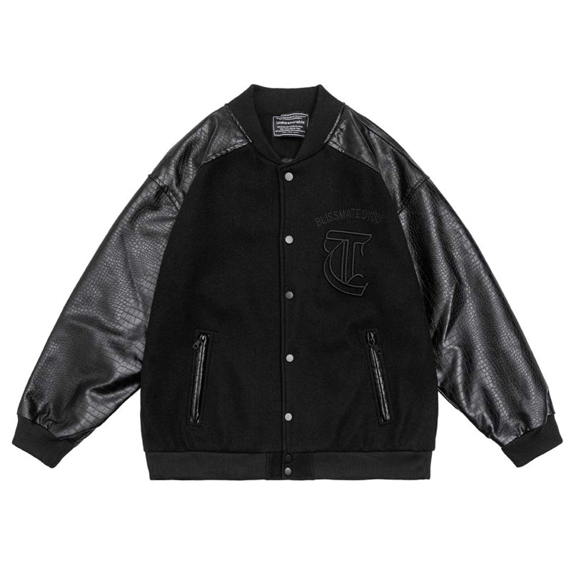 ワニ革切替刺繍入りスタジャン – streofit