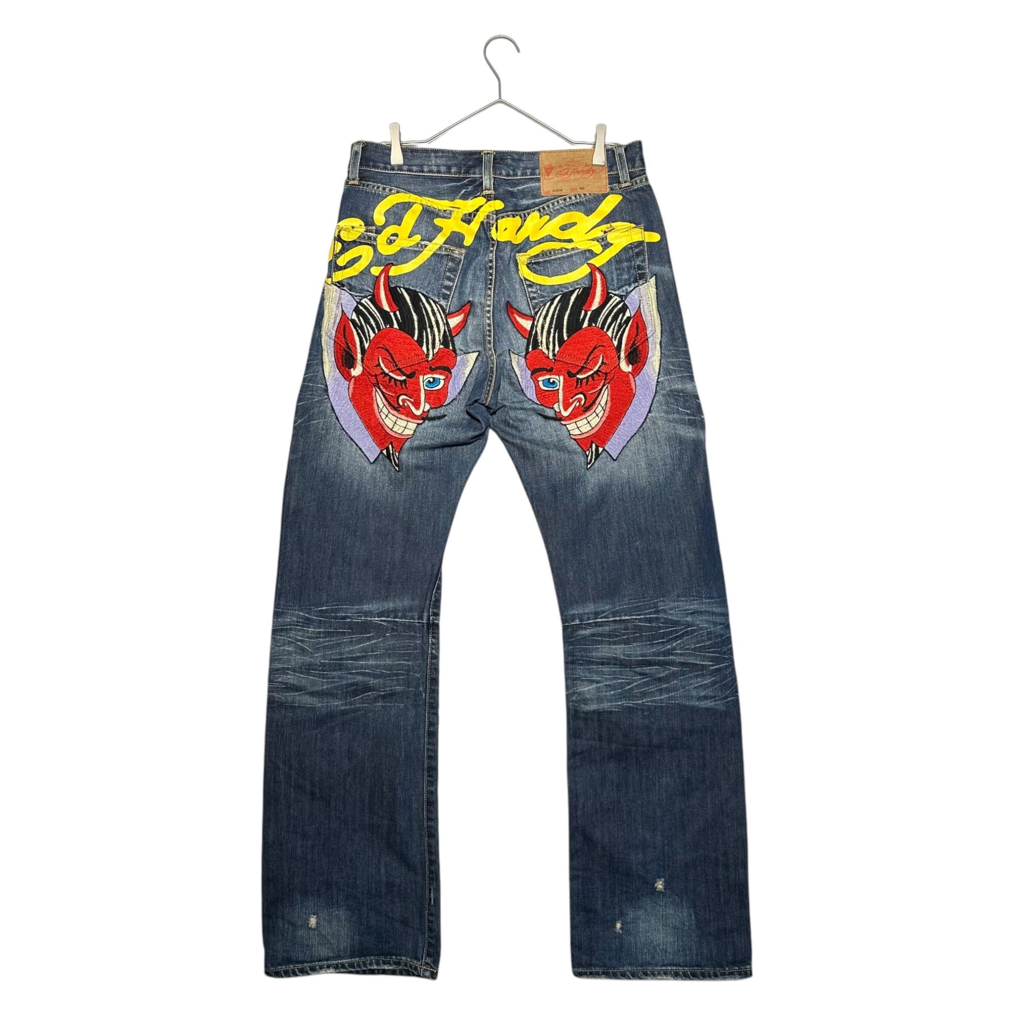 Ed Hardy(エドハーディー) Devil embroidery straight denim pants