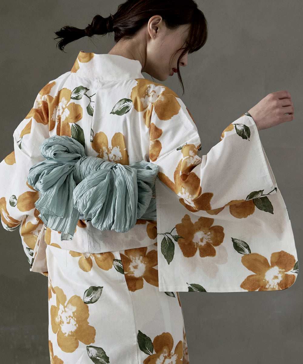 着付けのいらない簡単セパレート綿浴衣＋しわ兵児帯 2点セット 濡れ