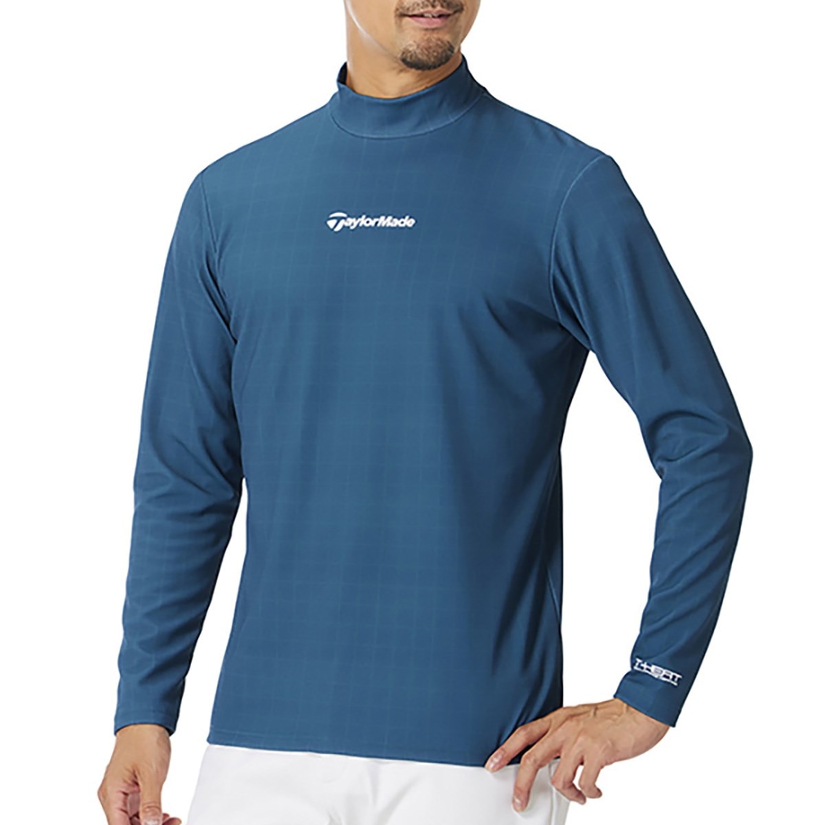 ストレッチ T-HEAT グリッドグラフィック モックネック長袖シャツ(長袖