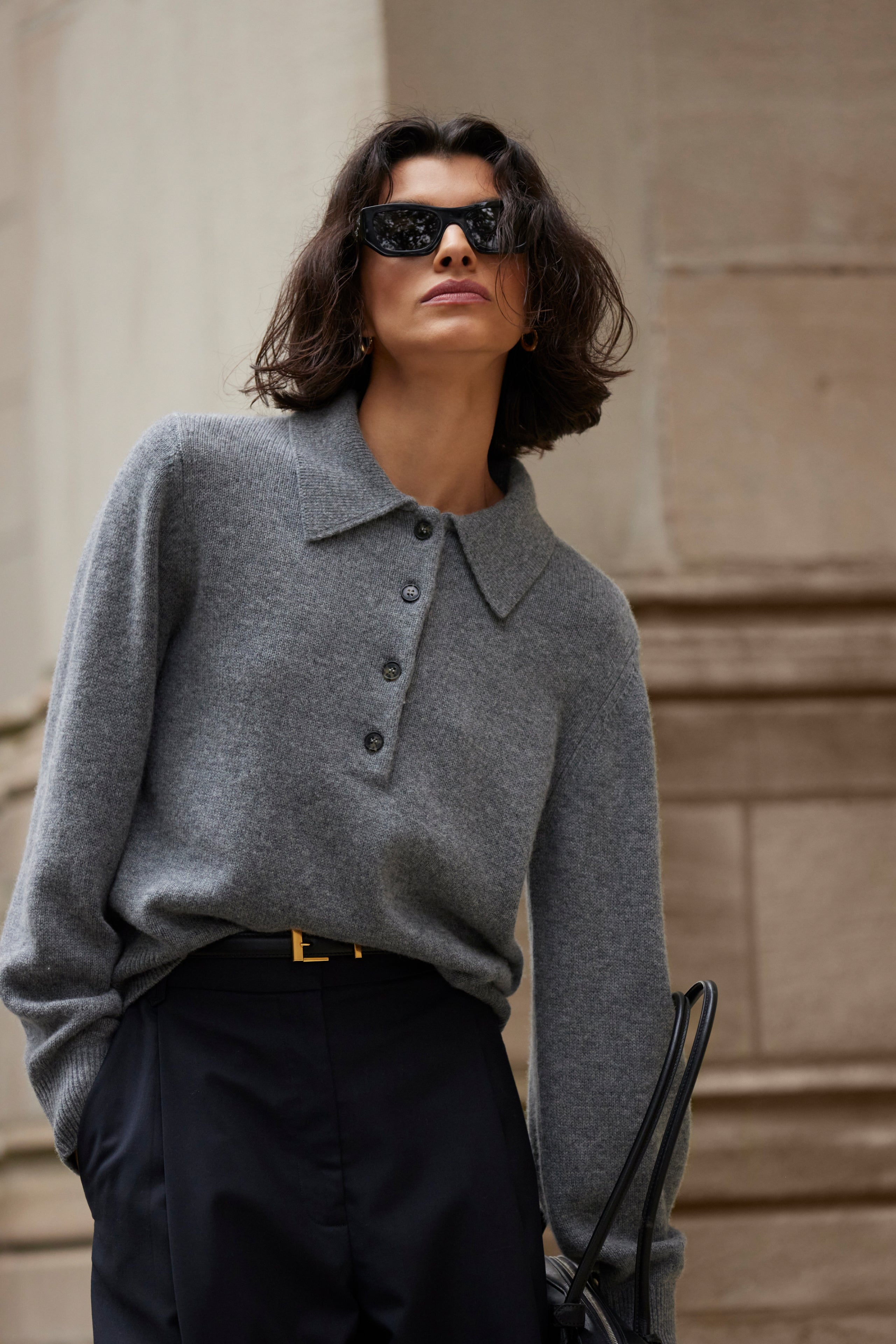 The Cashmere Polo in Heather Grey – Sold Out NYC