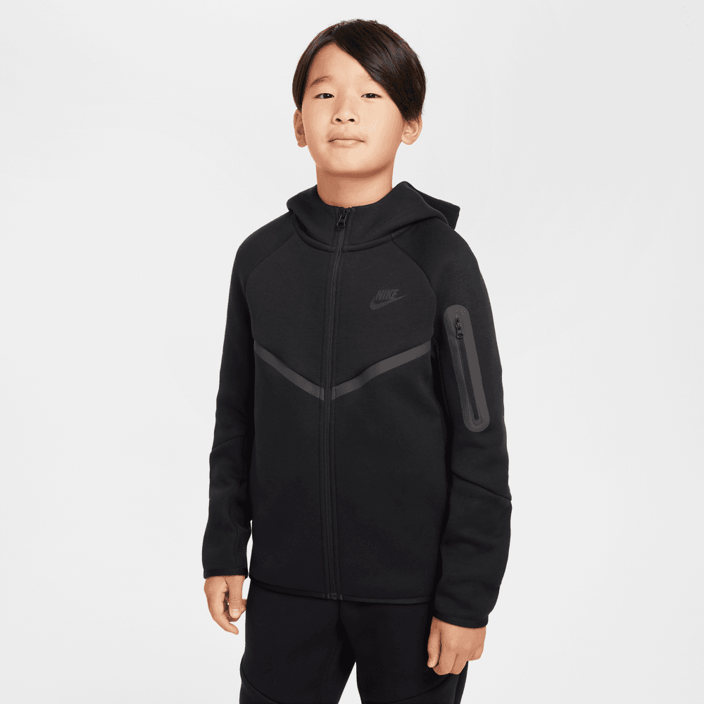 Big Kids Nike SPW Tech FLC F-Z Hoodie 'Black/Black/Black|HV5867