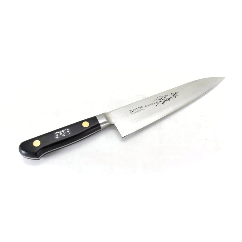 Misono EU CARBON (Swedish) STEEL Gyuto with Flower Engraving