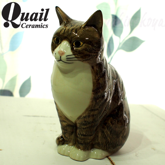 猫の貯金箱 MILLIE キジ白【イギリスQuail Ceramics クウェイル
