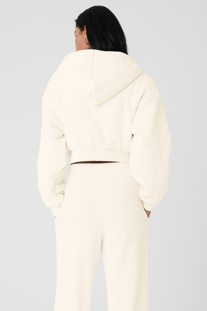 Cropped Cozy Day Full Zip Jacket - Ivory | ALO