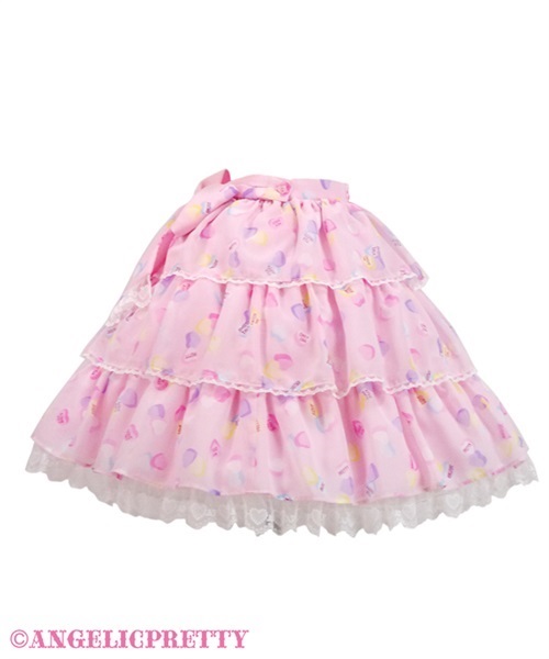 Sugar Hearts Tiered Skirt - Black [232PS10-010137-bk] - $270.00