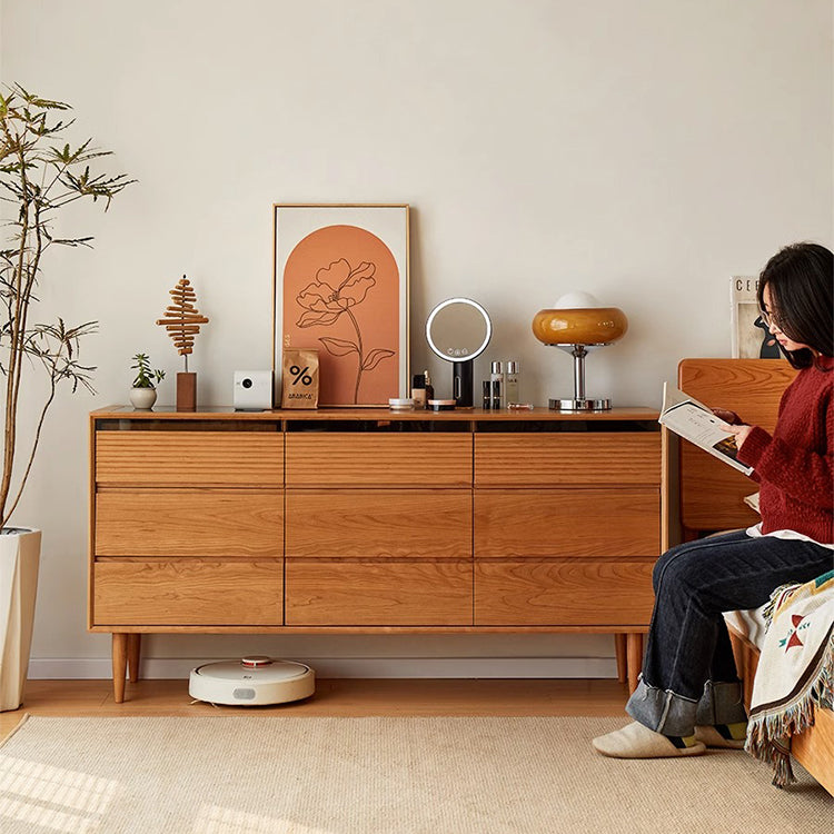 チェスト3段 タンス 引き出しがついたチェリー材使用した収納家具 hqx-6114