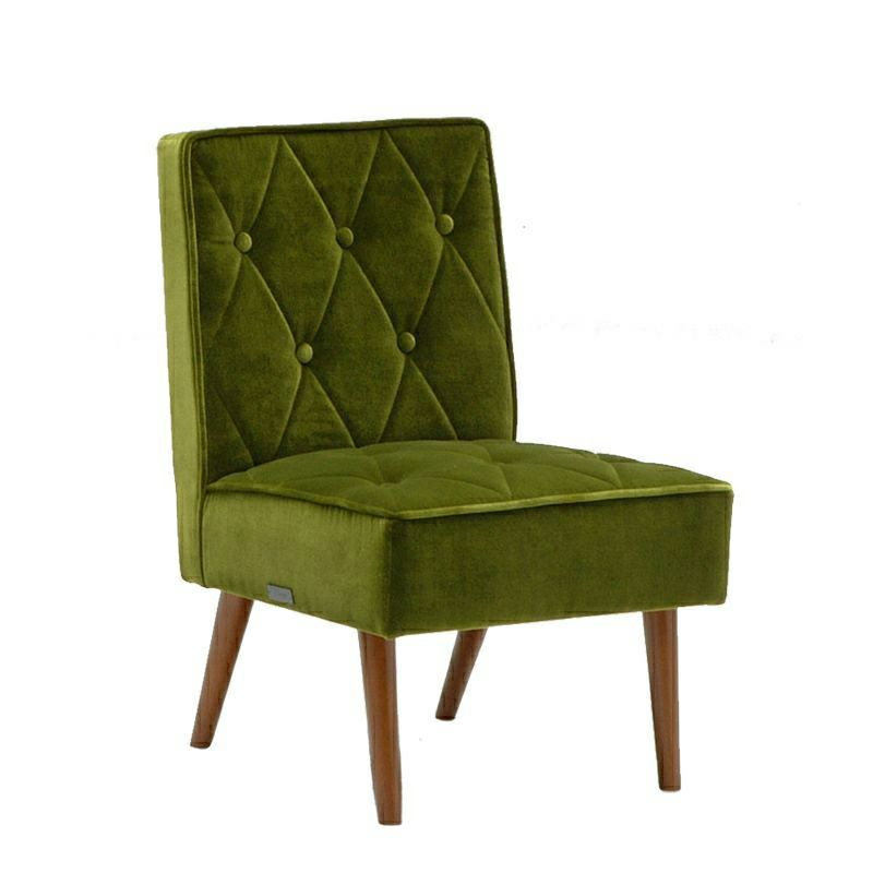 カリモク60 カフェチェアモケットグリーン（ダークウォールナット色