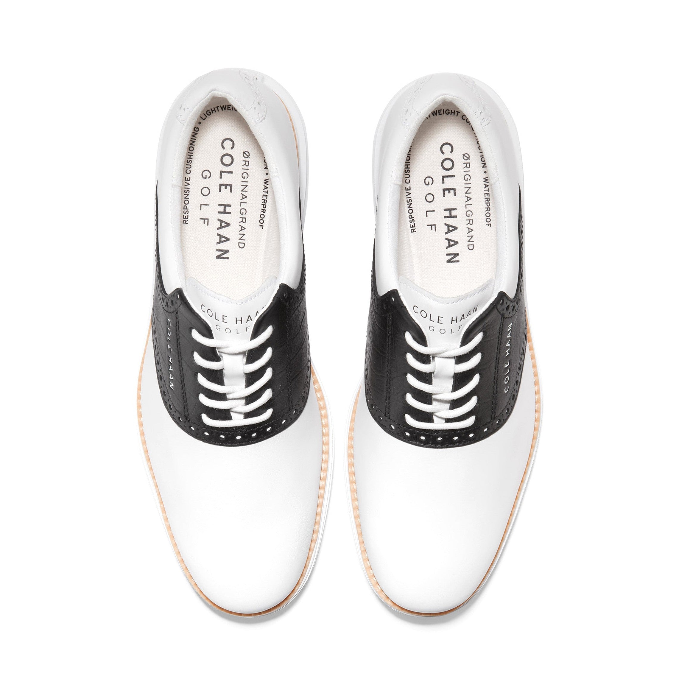 Cole Haan OriginalGrand Saddle Golf Shoes - White/Black Croc