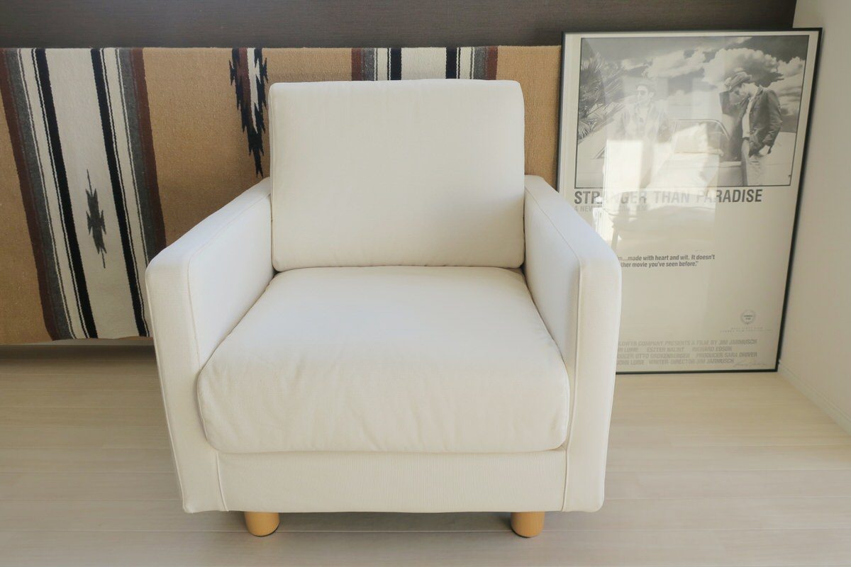 無印良品 アイボリー レザー 1人掛けソファ 無印良品 ソファー 一人がけ