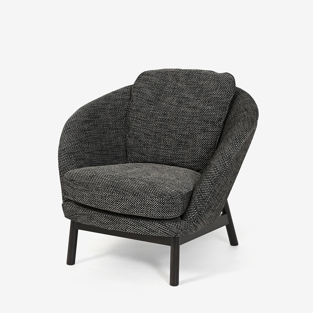 アームチェア「OPA（オプティオA）」布#3クレオブラック 脚部ブラック