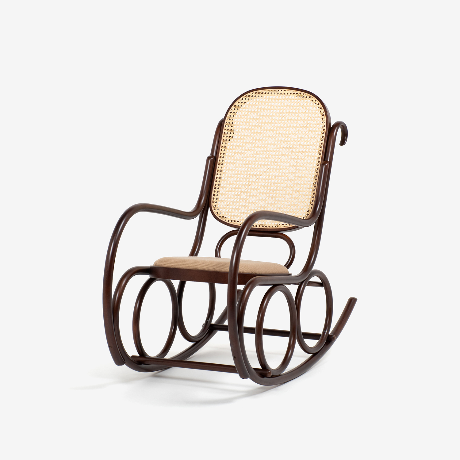 秋田木工 ロッキングチェア「5-RU」布A-11 ブナ材 ウォールナット色