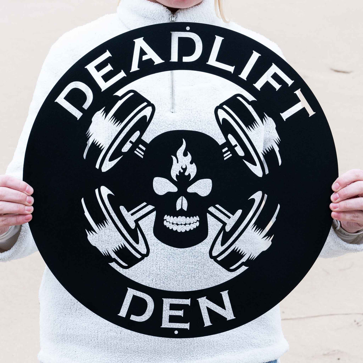 Skull Barbell Plate Sign | Personalized Gym Sign | Fitness Center