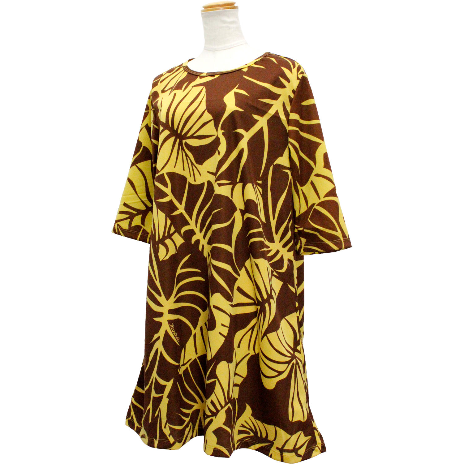 Manuheali'i（マヌヘアリィ） 五分袖チュニックワンピース モンステラ