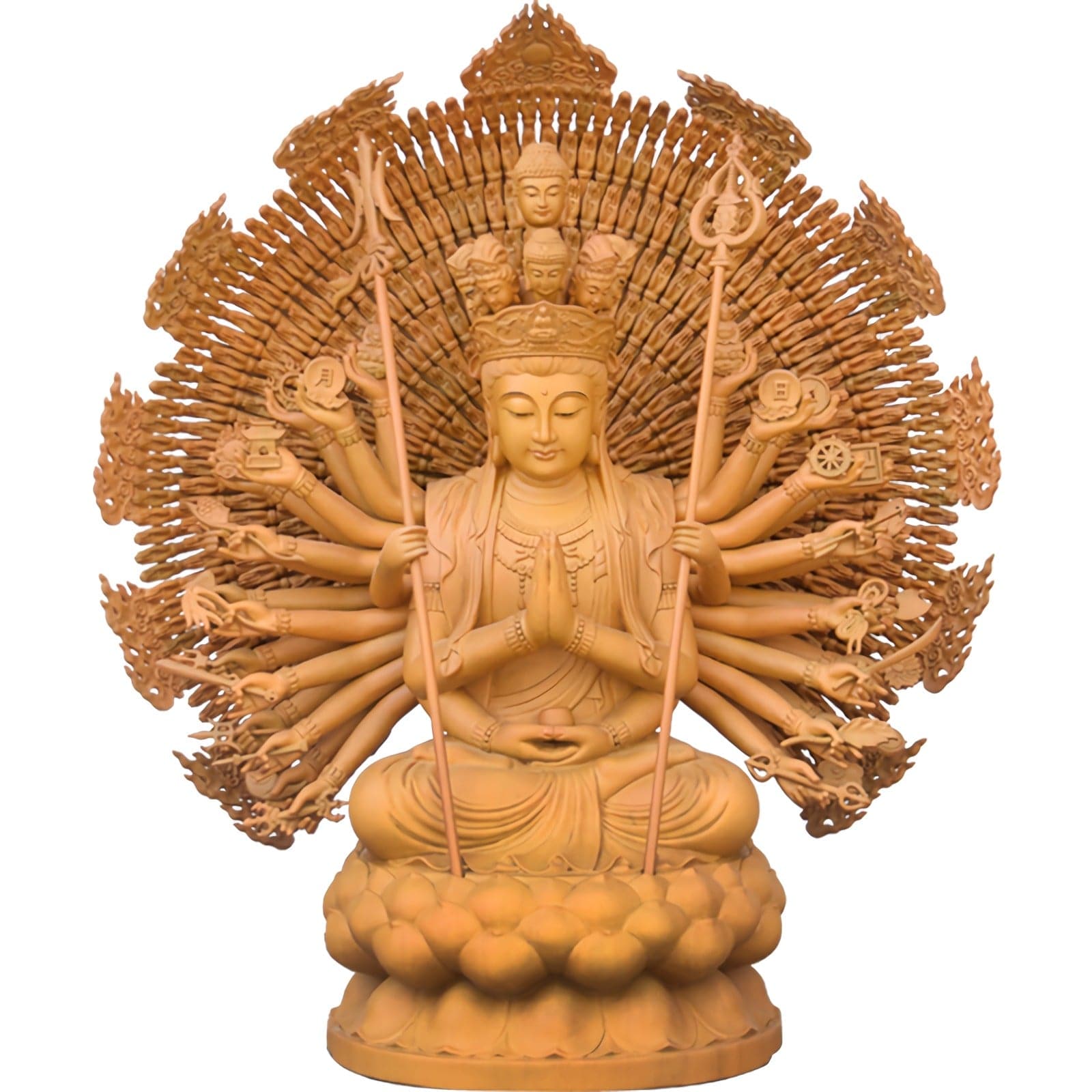 木彫り 仏像 千手観音 座像 楠製 千手観世音 菩薩 像 – 念珊閣仏像