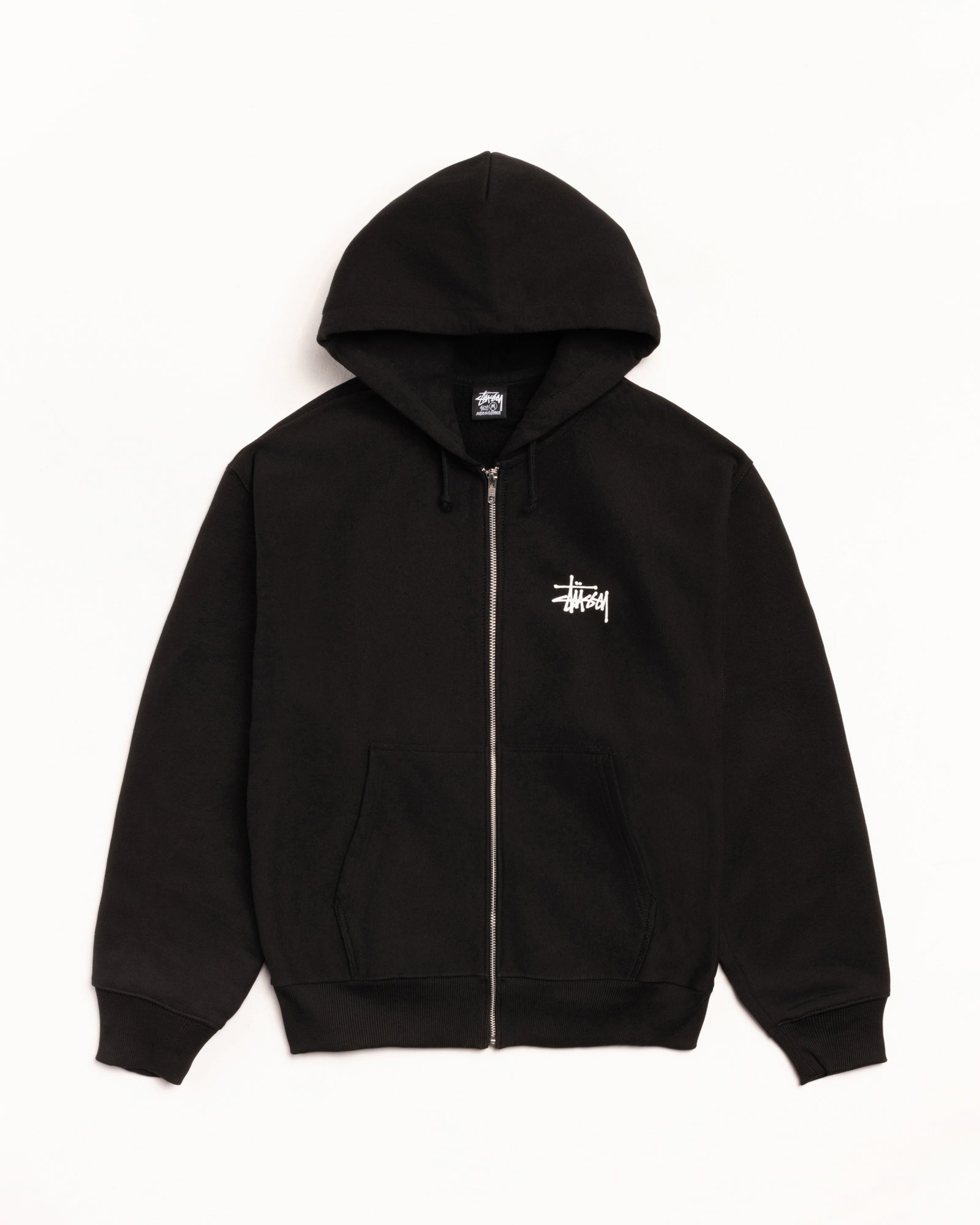 Basic Stüssy Zip Hoodie – Black | Sweats | Stüssy