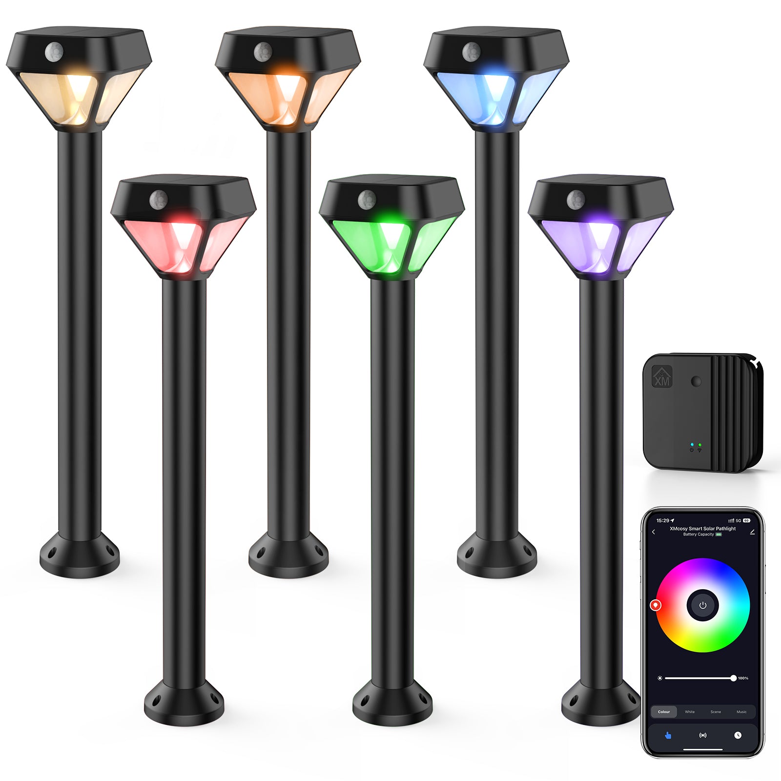 XMCOSY+ Smart Solar Motion Sensor Light - 6 pack (Included Smart
