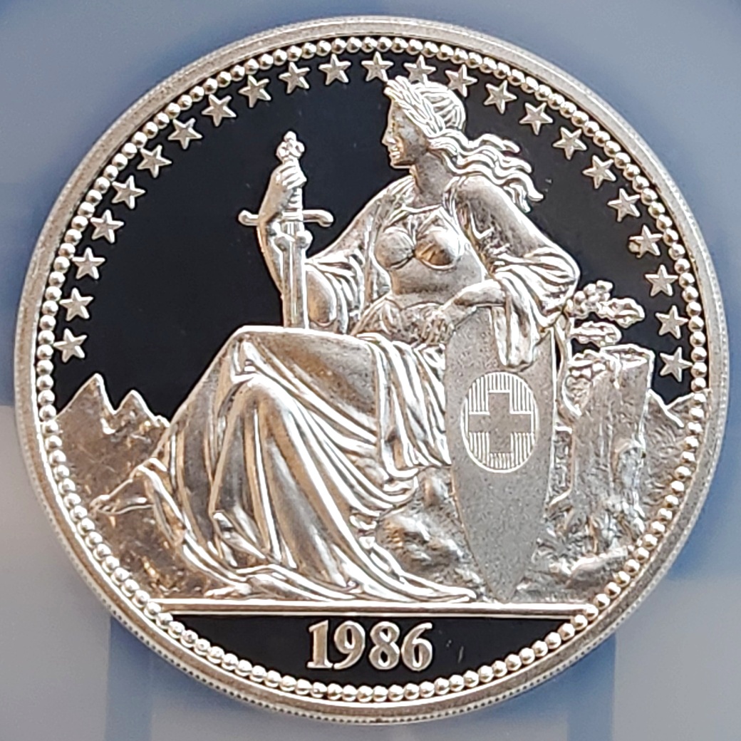 1986年_スイス_リュトリの誓い_5オンス銀貨_NGC_PF69UC - ティーコイン