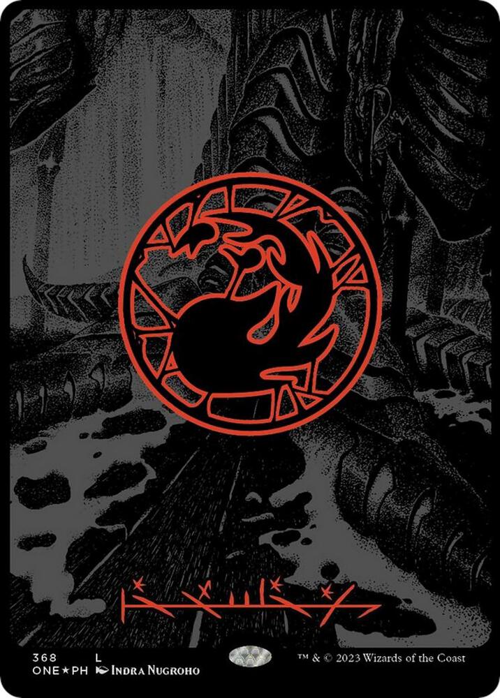 Mountain (Phyrexian) - Full Art (Oil Slick Raised Foil) - Phyrexia