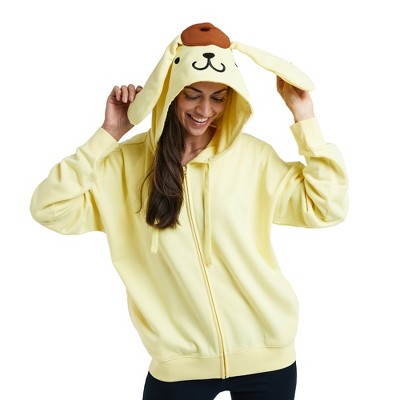 Pom Pom Purin Cosplay Long Sleeve Pastel Yellow Women's Zip Hoodie