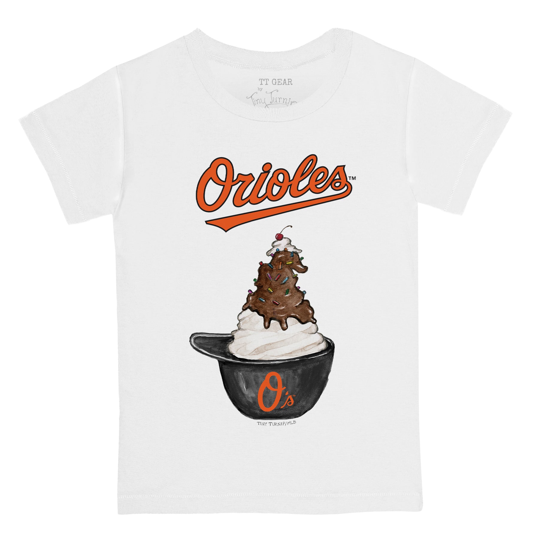 Baltimore Orioles Sundae Helmet Kid's Tee Shirt | Tiny Turnip