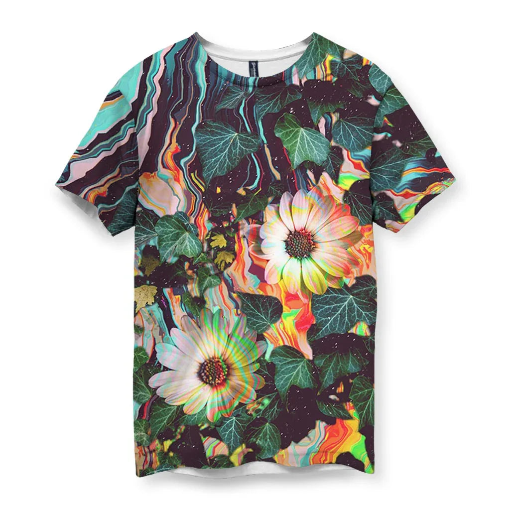 Floral Glitch T-Shirt - Psychedelic Flower | Shirtwascash
