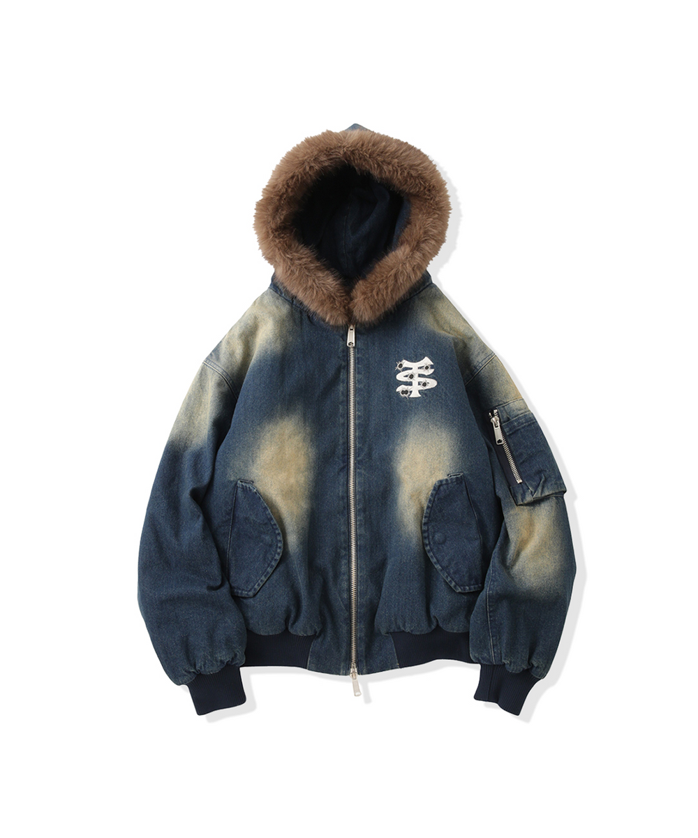Vintage styles TS logo denim fur jacket – That's life online store